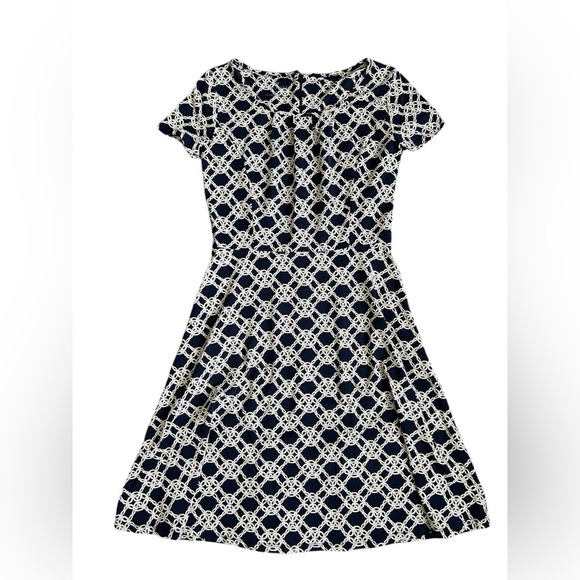 Talbots Navy Blue Dress with Nautical Rope Like Pattern Size Small - Picture 3 of 9
